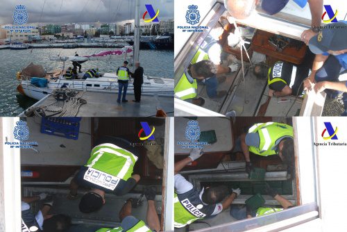 La cantidad de cocaína intervenida en el velero abordado al sur de Canarias asciende a 599 kilos